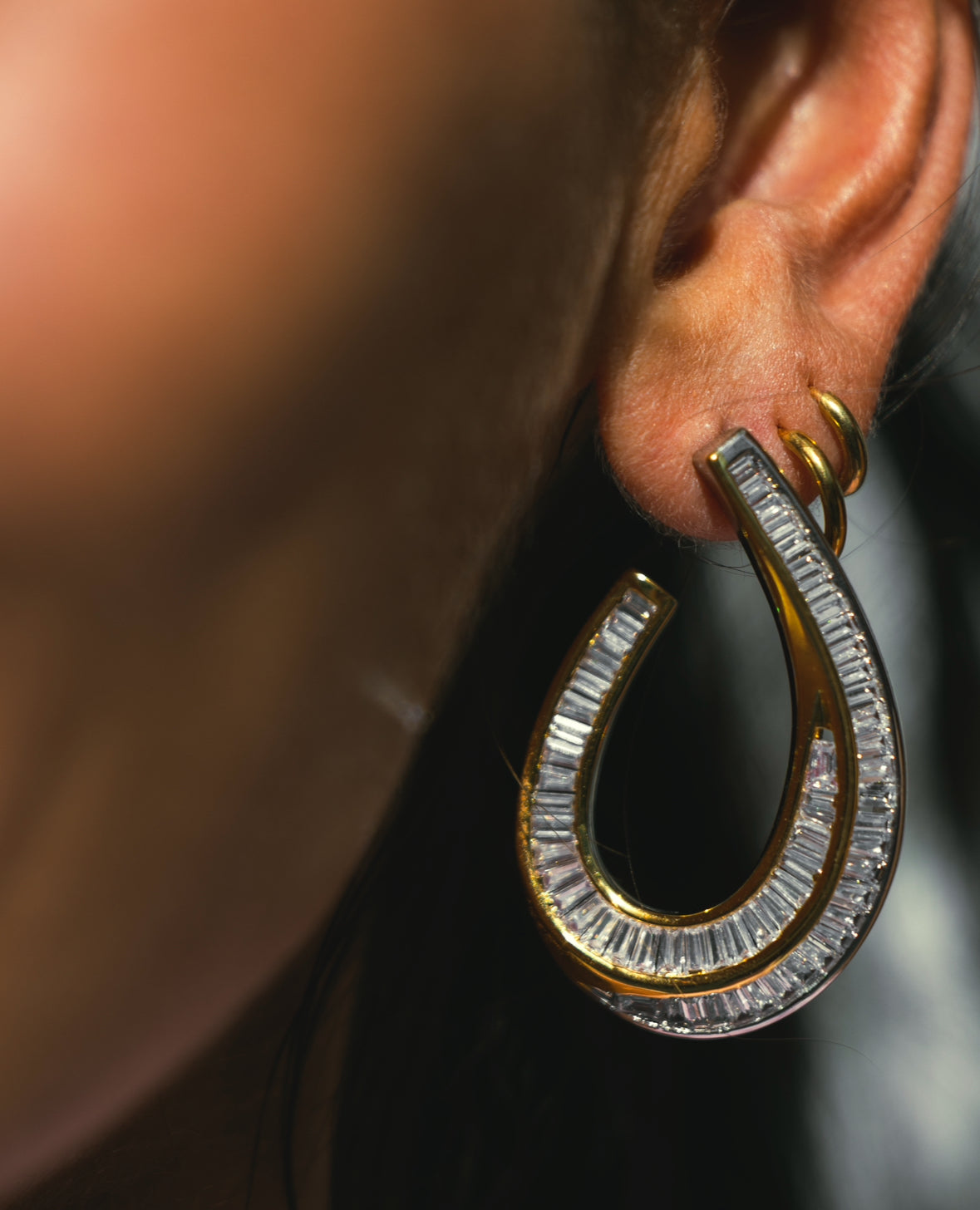 Ovaľe baguette earings