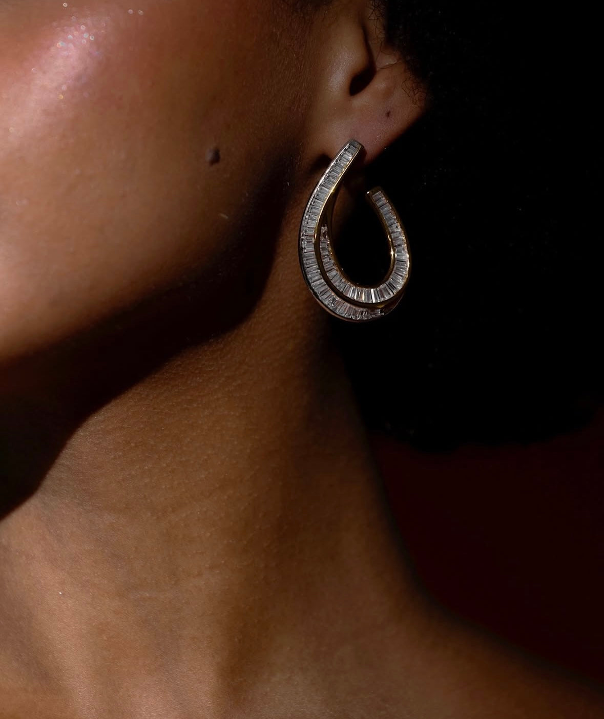 Ovaľe baguette earings